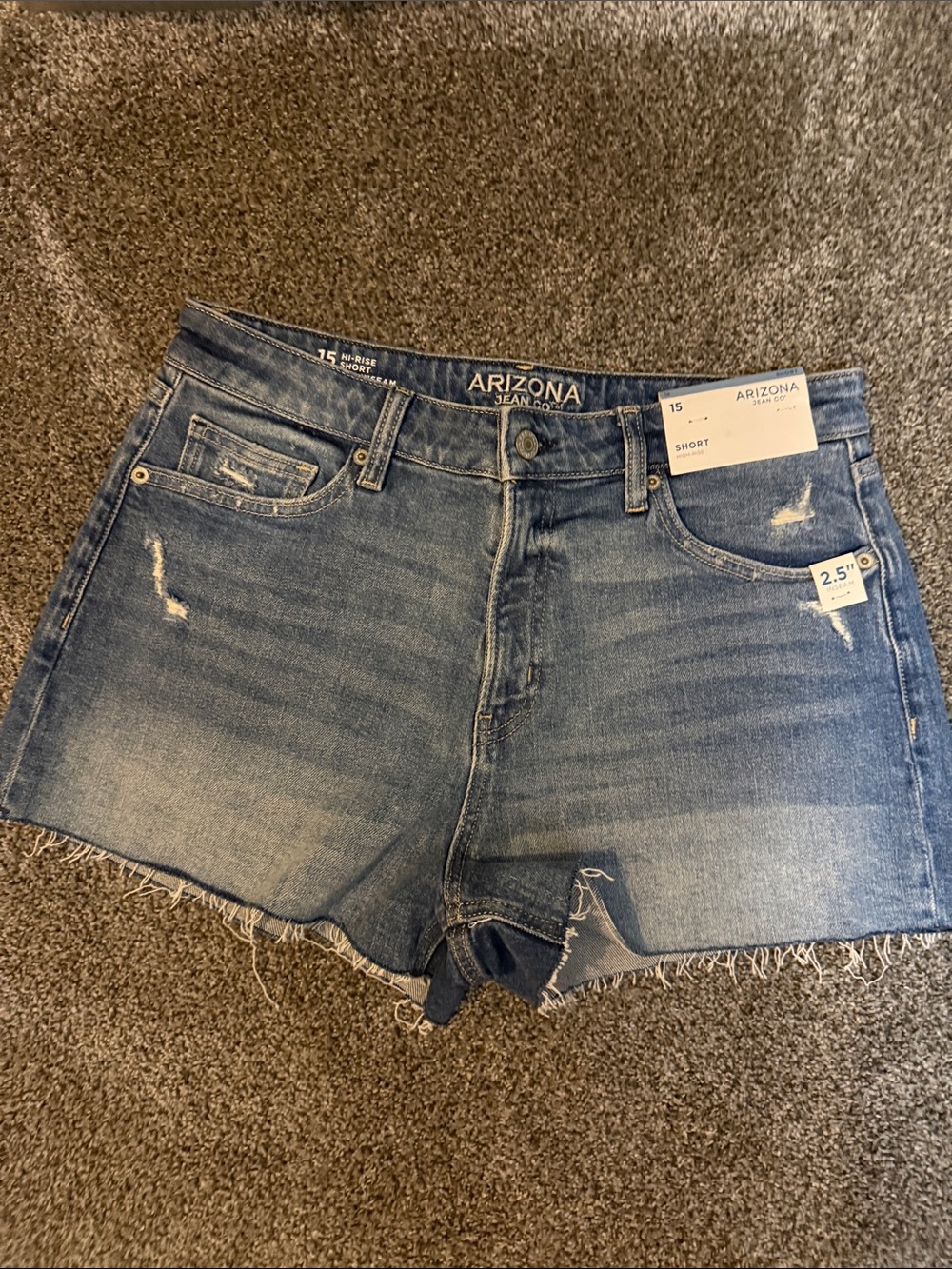 Arizona Jean Company Light Blue Distressed Denim Cutoff Shorts